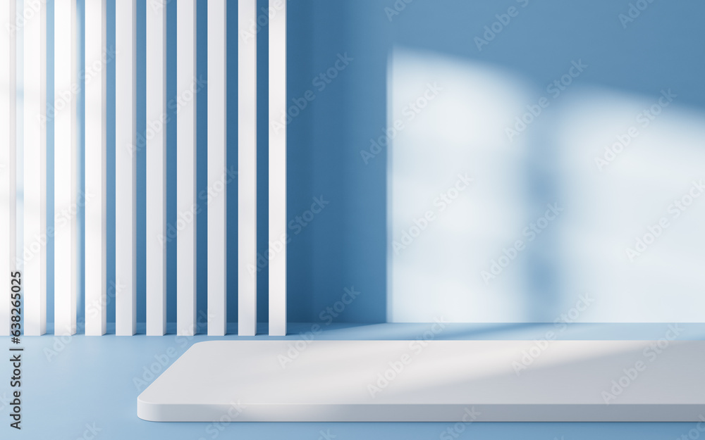 Poster empty room with geometry shapes, 3d rendering.