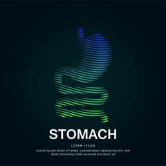 Human stomach medical structure. creative Vector logo stomach color silhouette on a dark background. EPS 10