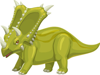 Chasmosaurus dinosaur funny cartoon character. Jurassic era dinosaur, paleontology lizard or extinct Chasmosaurus reptile vector character. Prehistoric animal cheerful mascot or childish personage
