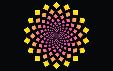 Fibonacci spiral art element on a dark background, easily editable icon vector art illustration