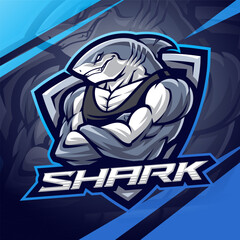 Gym shark esport mascot logo