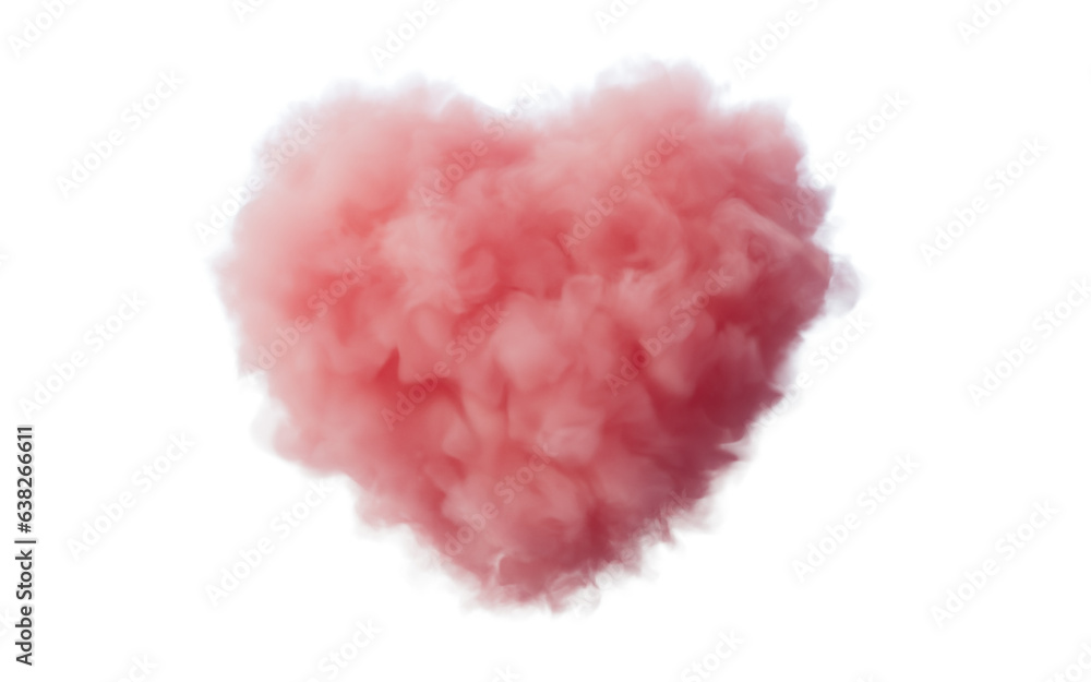 Poster isolated heart shape soft cloud, 3d rendering.