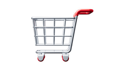 Shopping cart with cartoon style, 3d rendering.