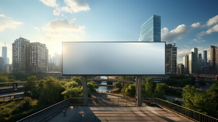 Blank white billboard street in town for mock up,