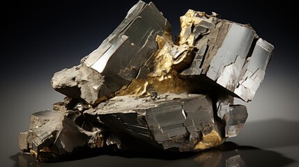 A photograph showcasing a raw and unprocessed chunk of pyrite, with its metallic luster and distinctive cubic shape