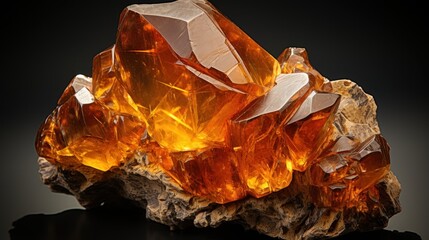 An artistic representation of a rough and unpolished piece of citrine, highlighting its natural golden yellow color and raw form
