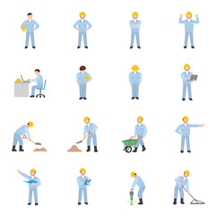 Icon collection of construction site workers　工事現場作業員のアイコン集