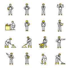 Icon collection of construction site workers　工事現場作業員のアイコン集