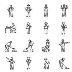 Icon collection of construction site workers　工事現場作業員のアイコン集