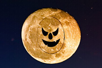 halloween pumpkin on the moon
