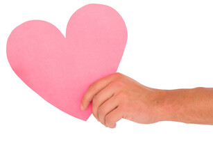 Fototapeta premium Digital png photo of hand holding pink heart on transparent background
