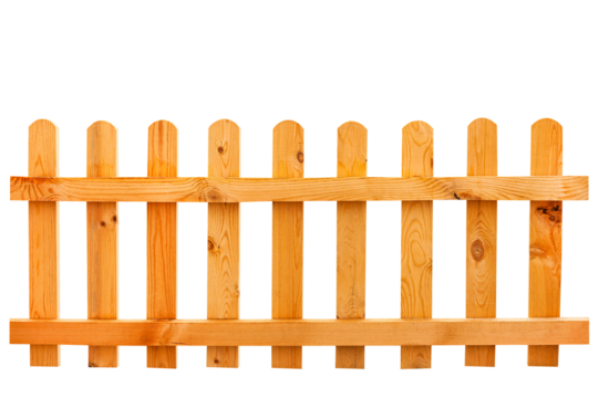 Wooden fence isolated on transparent background.