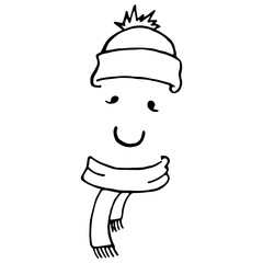 Digital png illustration of face with cap and scarf on transparent background