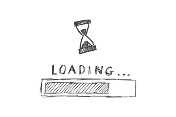 Digital png illustration of loading bar with hourglass on transparent background