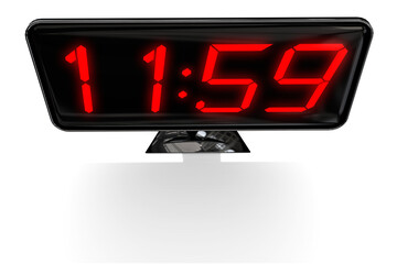 Digital png illustration of electric clock with hours on transparent background
