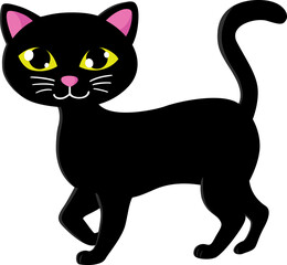 a walking black cat cartoon