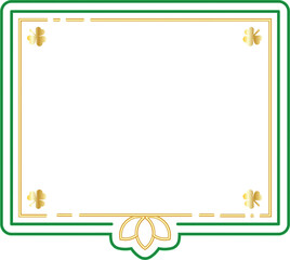 Digital png illustration of green and golden frame with copy space on transparent background