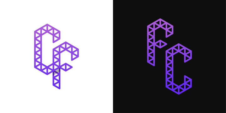 Letters CF and CF Polygon Logo Set, suitable for business related to polygon with CF and FC initials