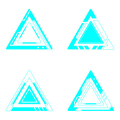 Triangle Futuristic HUD Frame Set, Vector Illustration.