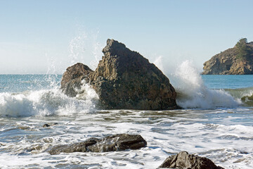 Wave Crashing on Large Rock, Muir Beach