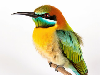 Fototapeta premium Closeup shot of a beautiful bee-eater bird isolated on a white background