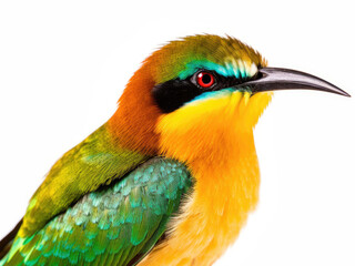 Fototapeta premium Closeup shot of a beautiful bee-eater bird isolated on a white background
