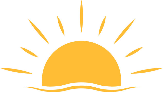 A half sun is setting downwards icon sunset concept for graphic design, logo, website, social media, mobile app, UI illustration