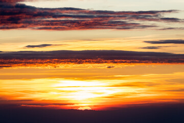 Naklejka na ściany i meble colorful dramatic sky with cloud at sunset