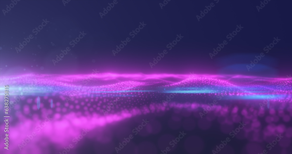 Aufkleber abstract purple energy surface with magic waves of particles and points with an endation background 