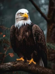 Foto op Plexiglas Bald eagle on a tree branch in search of prey © Artemiy
