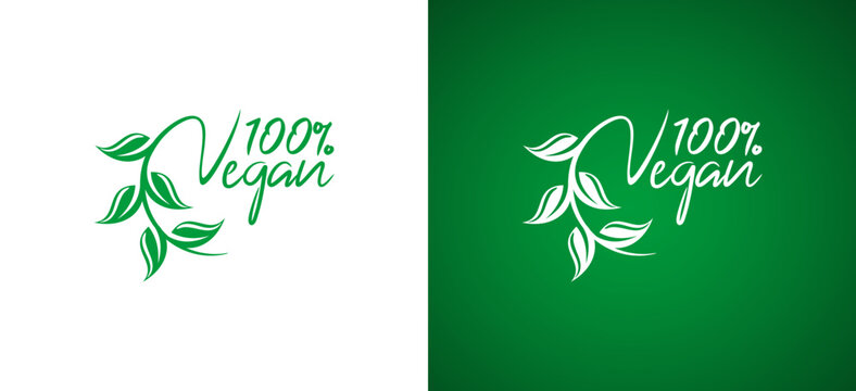 Natural green 100% vegan label logo design