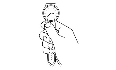 line art of hand indicates a wrist watch