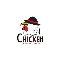Chicken logo mascot vector illustration flat vintage style concept