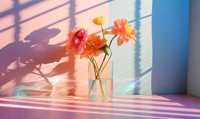 A vase of vibrant flowers brings a burst of joy and color into the room, their petals dancing in the sunlight streaming through the window