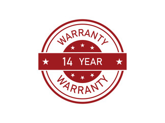 14 year warranty badges isolated on white background. 14 years Extended warranty.