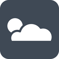 cloud and sun icon in simple square.
