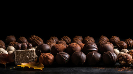 Assorted chocolate chestnuts and truffles