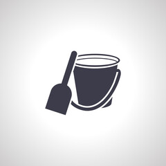 Sand bucket icon. sand bucket with shovel icon.