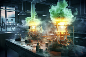 potion bottle laboratory room 3d rendering