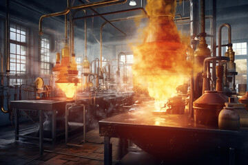 potion bottle laboratory room 3d rendering