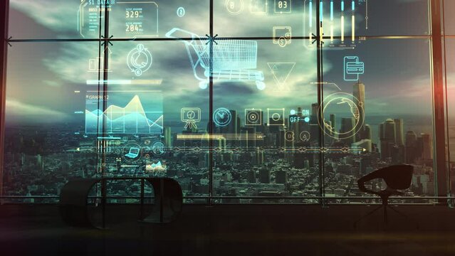 Retail and marketing data in infographics. 3D render
