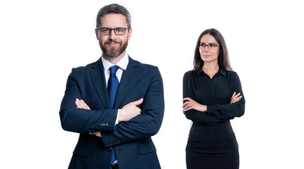 photo of business colleagues professionals smile. business colleagues isolated on white