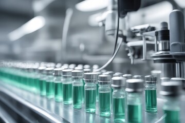 close up of glass tubes medicine in laboratory