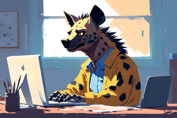 a hyena browsing the internet