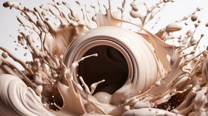 Foto op Canvas Beautiful abstract milk and chocolate explosion © Artemiy