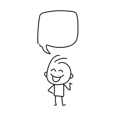 Stick figures. People Group Chat Bubble Communication. Cartoon style.