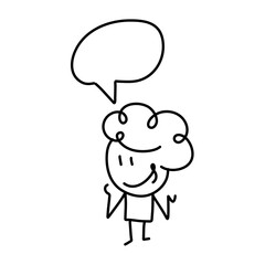 Stick figures. People Group Chat Bubble Communication. Cartoon style.