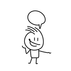 Stick figures. People Group Chat Bubble Communication. Cartoon style.