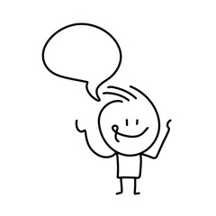 Stick figures. People Group Chat Bubble Communication. Cartoon style.