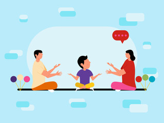 Family concept vector illustration. Happy family veector illustration. Flat vector illustration family activities.